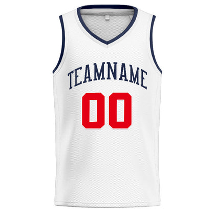 Benutzerdefinierte Authentisch  Basketball Trikot Weiß-Marine-Rot