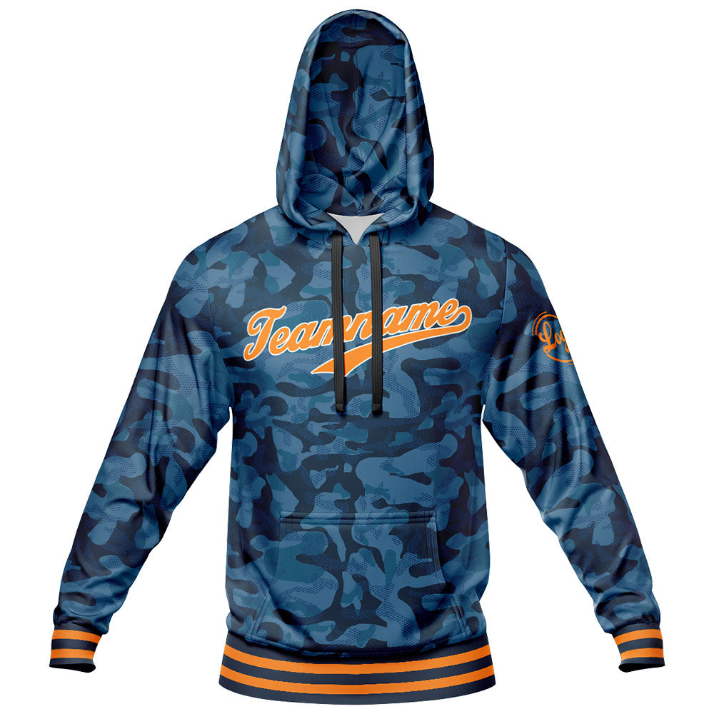 Benutzerdefiniert Tarnung Sport Jersey Satz Trainingsanzug Zur Seite fahren Kapuzenpullover Oberteile und Hose Satz Marine