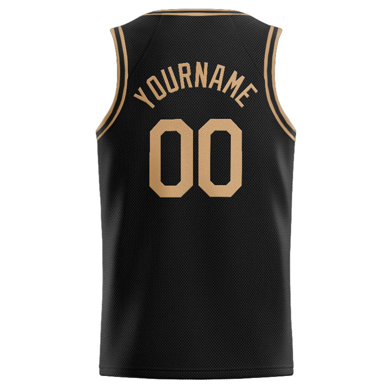 Benutzerdefinierte Authentisch  Basketball Trikot Schwarz- Gold
