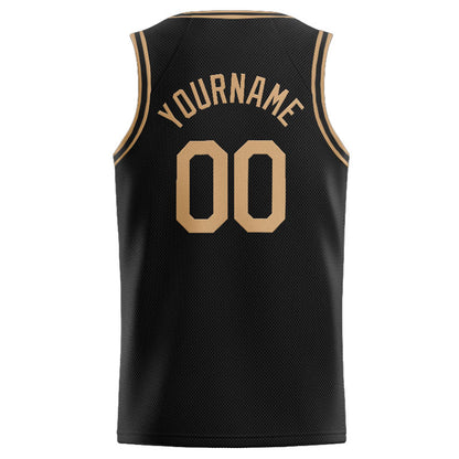 Benutzerdefinierte Authentisch  Basketball Trikot Schwarz- Gold