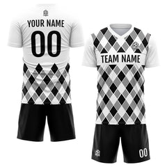 Benutzerdefinierte Fußball Trikots für Männer Frauen Personalisierte Fußball Uniformen für Erwachsene und Kind Weiß-Schwarz