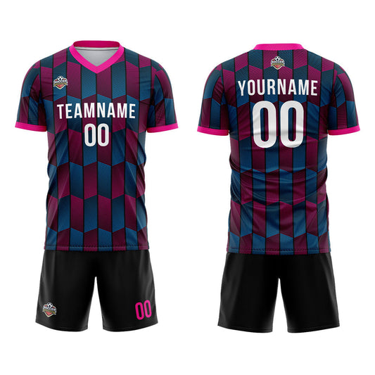 Benutzerdefinierte Fußball Trikots für Männer Frauen Personalisierte Fußball Uniformen für Erwachsene und Kind Schwarz-Rosa