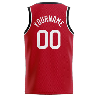 Benutzerdefinierte Authentisch  Basketball Trikot Rot-Weiß-Grau-Schwarz