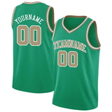 Benutzerdefinierte Authentisch  Basketball Trikot Kelly Grün-Gold-Weiß