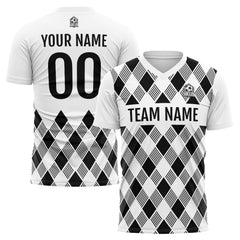 Benutzerdefinierte Fußball Trikots für Männer Frauen Personalisierte Fußball Uniformen für Erwachsene und Kind Weiß-Schwarz