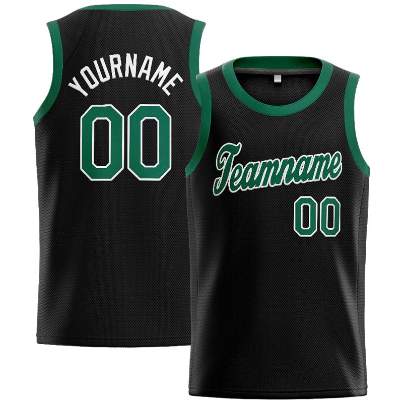 Benutzerdefinierte Authentisch  Basketball Trikot Schwarz-Kelly Grün-Weiß