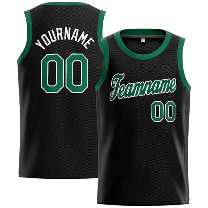 Benutzerdefinierte Authentisch  Basketball Trikot Schwarz-Kelly Grün-Weiß