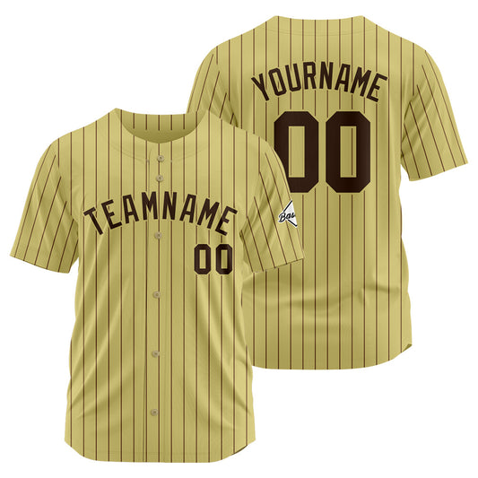 Benutzerdefinierte Authentisch Baseball  Nadelstreifen Gold-Braun Netz