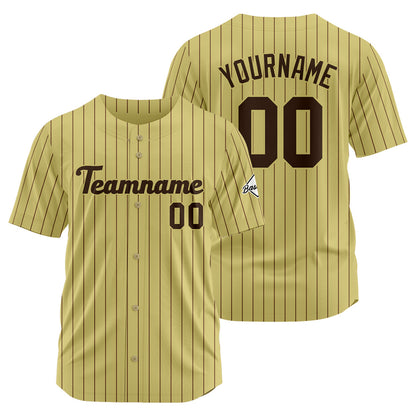 Benutzerdefinierte Authentisch Baseball  Nadelstreifen Gold-Braun Netz