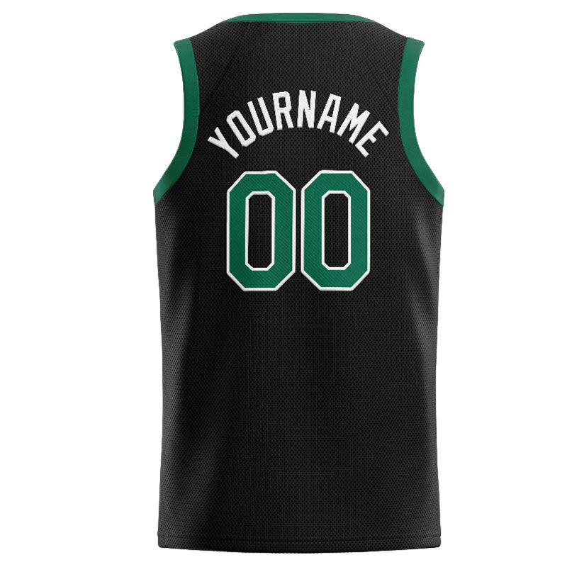 Benutzerdefinierte Authentisch  Basketball Trikot Schwarz-Kelly Grün-Weiß