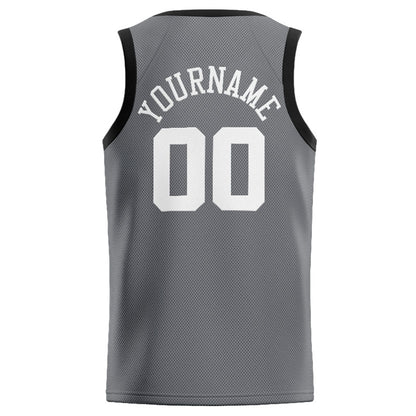 Benutzerdefinierte Authentisch  Basketball Trikot Grau-Schwarz-Weiß