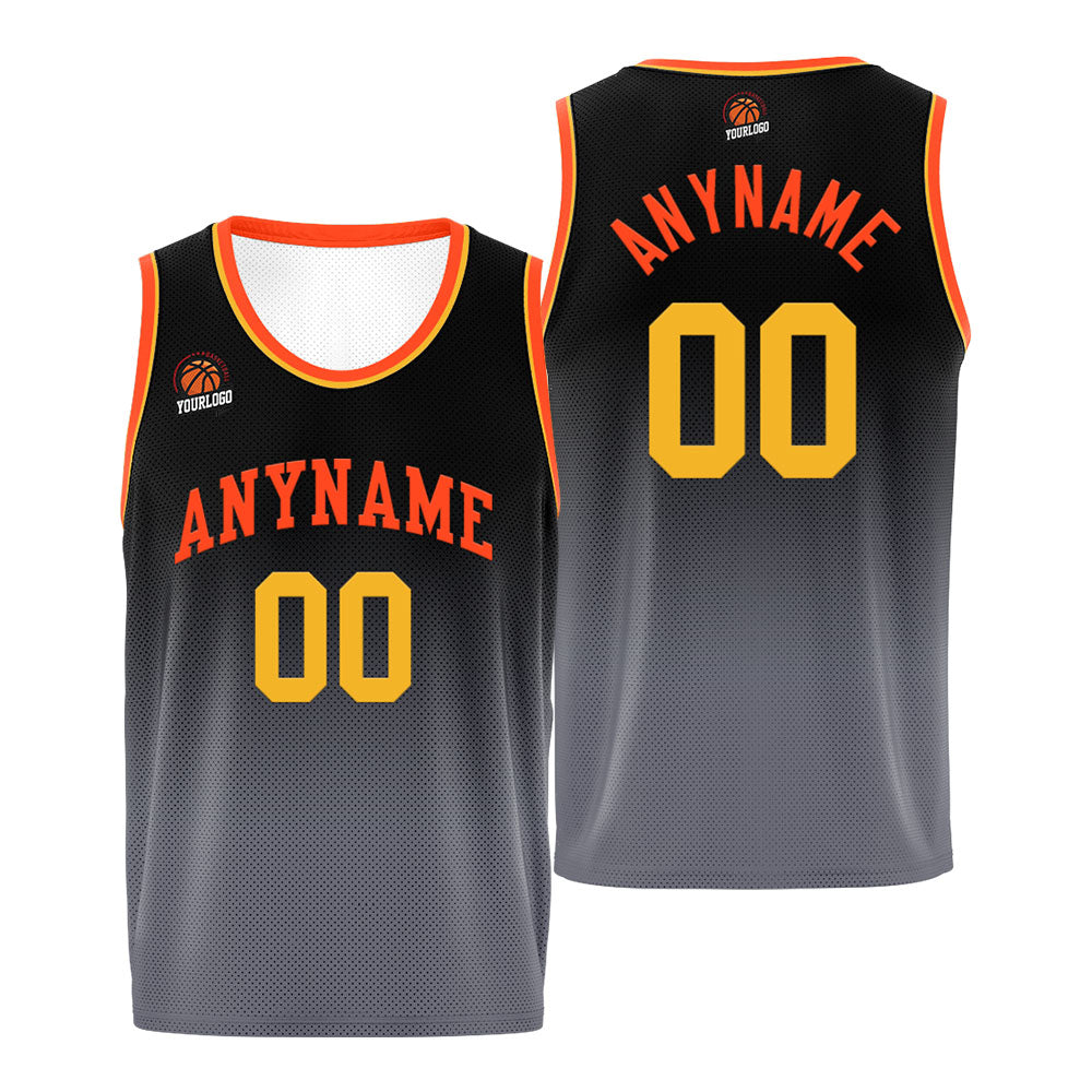 Benutzerdefinierte Basketball Jersey personalisiert genäht Name&Number&Logo Orange&Blau