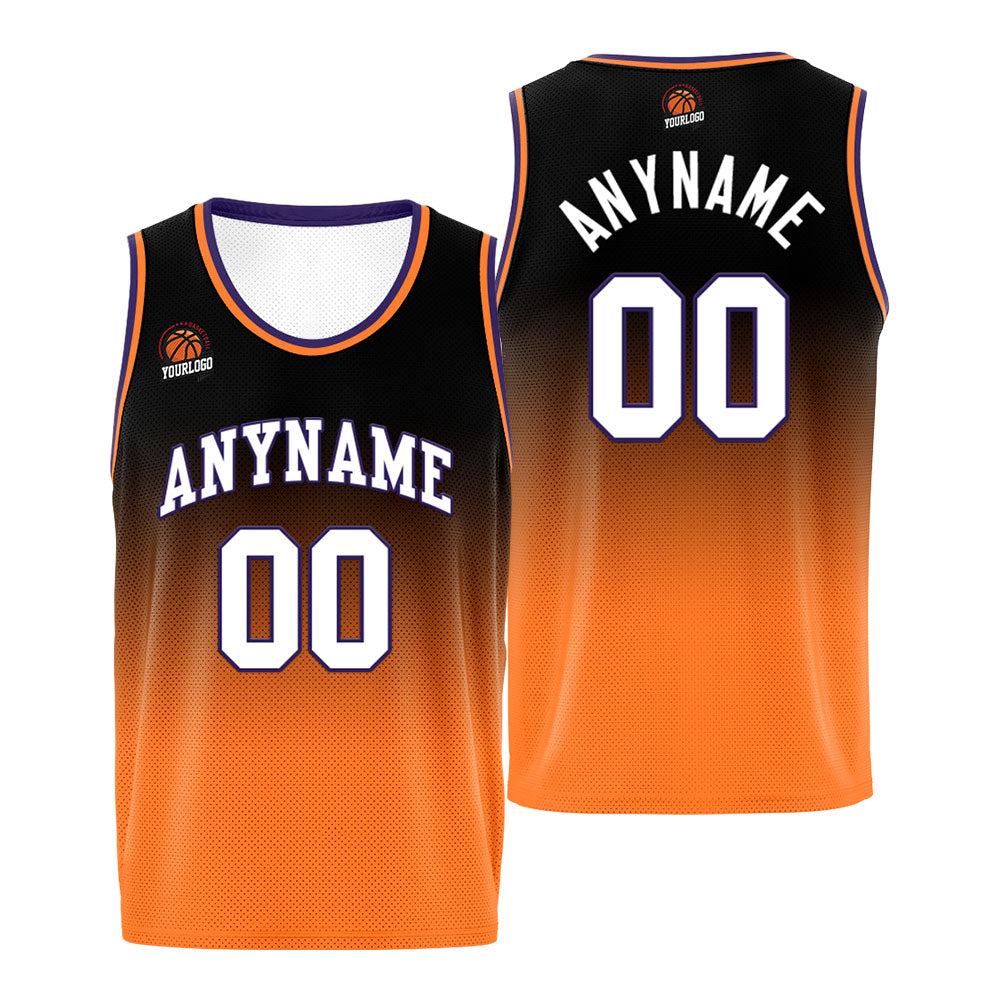 Benutzerdefinierte Basketball Jersey personalisiert genäht Name&Number&Logo Lila&Orange