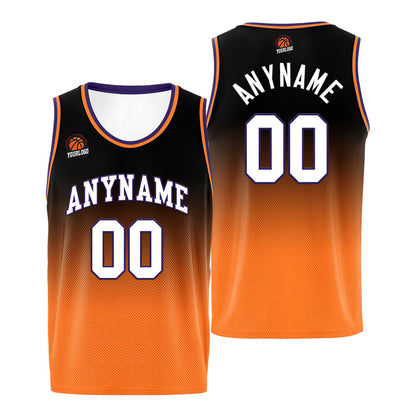 Benutzerdefinierte Basketball Jersey personalisiert genäht Name&Number&Logo Lila&Orange
