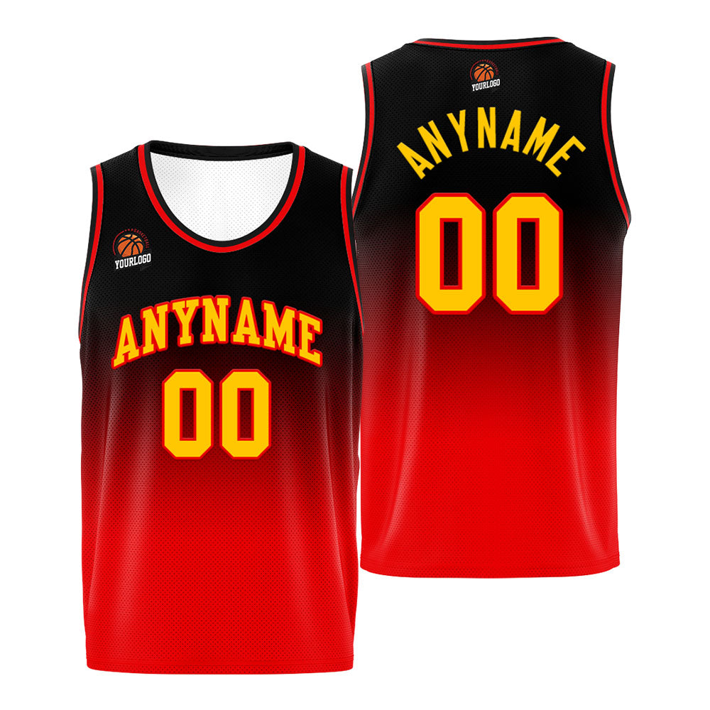 Benutzerdefinierte Basketball Jersey personalisiert genäht Name&Number&Logo Rot&Schwarz