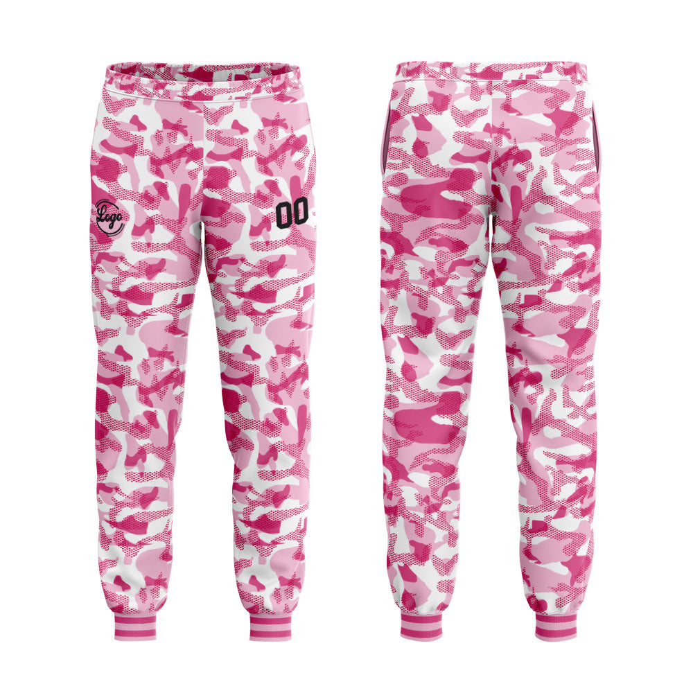 Benutzerdefiniert Tarnung Sport Jersey Satz Trainingsanzug Zur Seite fahren Kapuzenpullover Oberteile und Hose Satz Rosa