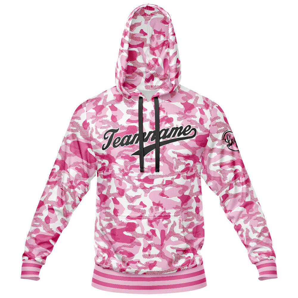 Benutzerdefiniert Tarnung Sport Jersey Satz Trainingsanzug Zur Seite fahren Kapuzenpullover Oberteile und Hose Satz Rosa