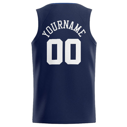 Benutzerdefinierte Authentisch  Basketball Trikot Marine -Weiß- königlich