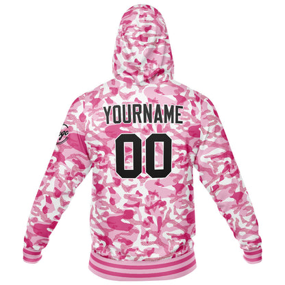 Benutzerdefiniert Tarnung Sport Jersey Satz Trainingsanzug Zur Seite fahren Kapuzenpullover Oberteile und Hose Satz Rosa