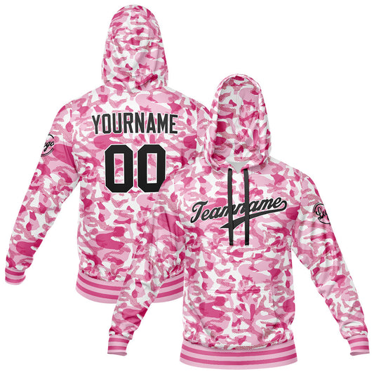 Benutzerdefiniert Tarnung Sport Jersey Satz Trainingsanzug Zur Seite fahren Kapuzenpullover Oberteile und Hose Satz Rosa