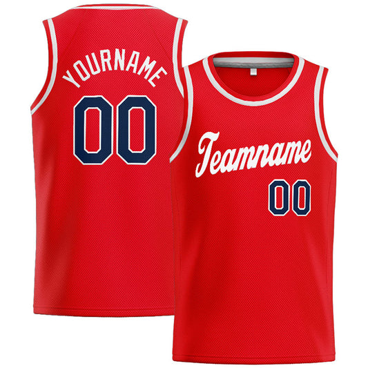 Benutzerdefinierte Authentisch  Basketball Trikot Rot-Weiß-Marine