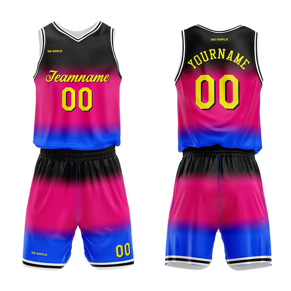 Benutzerdefinierter Gradient Basketballanzug für Erwachsene und Kinder Personalisiertes Trikot