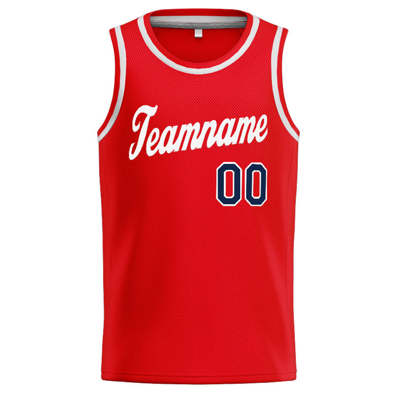 Benutzerdefinierte Authentisch  Basketball Trikot Rot-Weiß-Marine