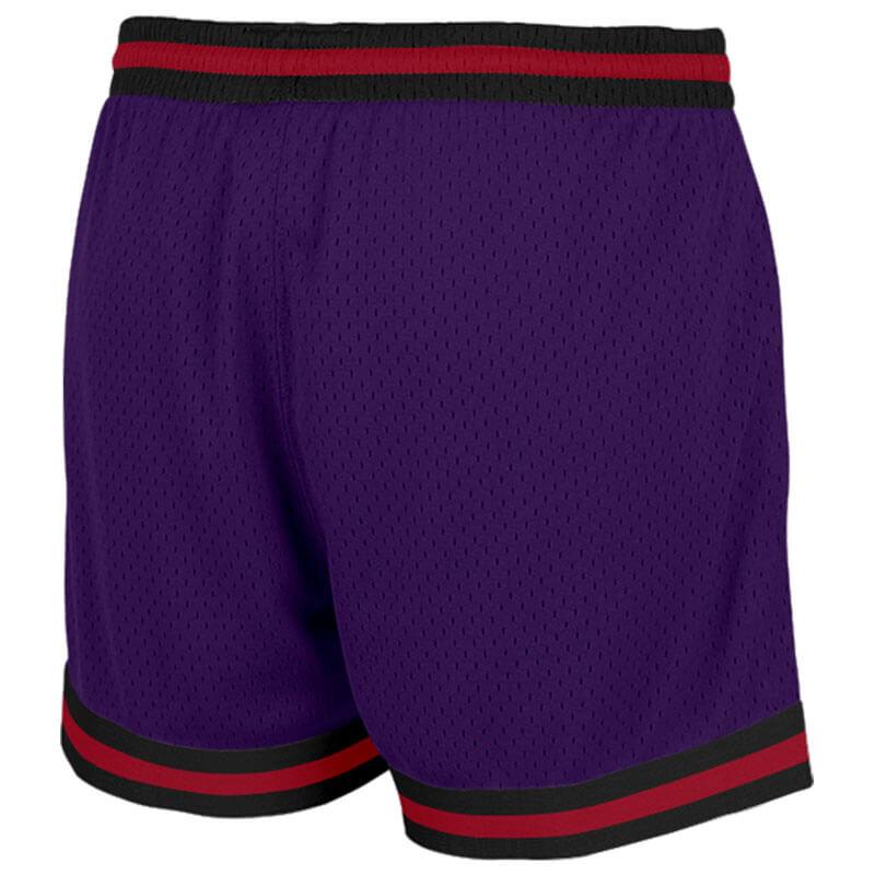 Benutzerdefiniert Violett-Weiß-Schwarz-Rot Authentisch Rückblick Basketball Kurze Hose