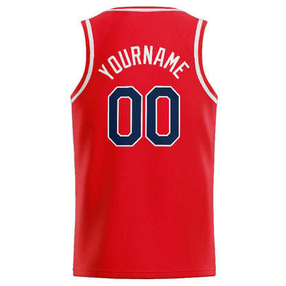 Benutzerdefinierte Authentisch  Basketball Trikot Rot-Weiß-Marine