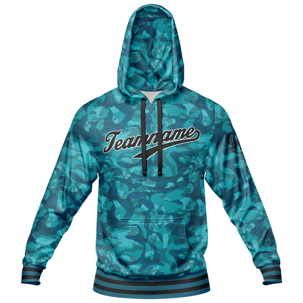 Benutzerdefiniert Tarnung Sport Jersey Satz Trainingsanzug Zur Seite fahren Kapuzenpullover Oberteile und Hose Satz Grün