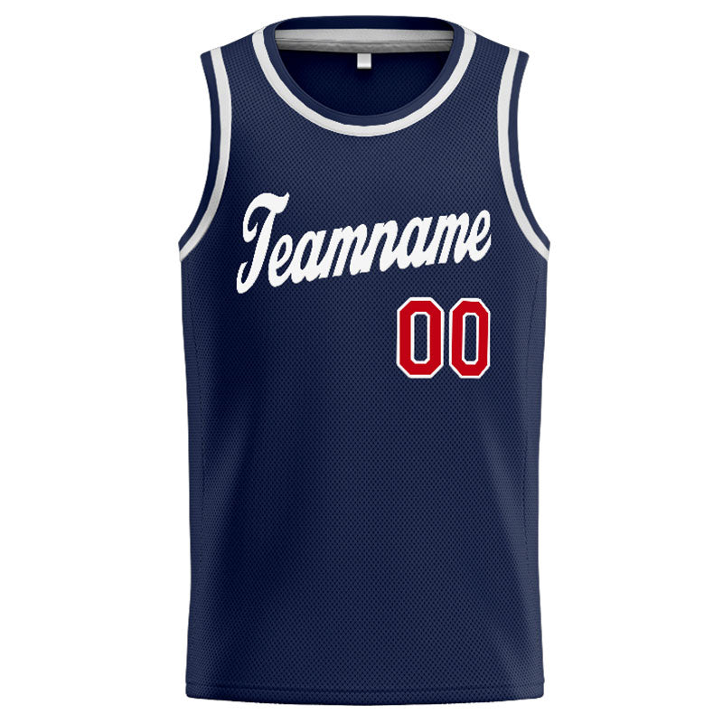 Benutzerdefinierte Authentisch  Basketball Trikot Marine-Rot-Weiß