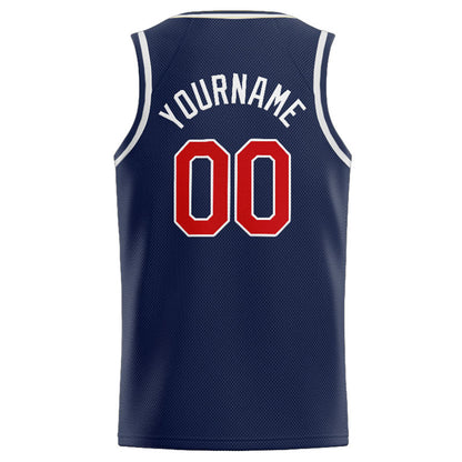 Benutzerdefinierte Authentisch  Basketball Trikot Marine-Rot-Weiß