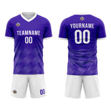 Benutzerdefinierte Fußball Trikots für Männer Frauen Personalisierte Fußball Uniformen für Erwachsene und Kind Lila-Weiß