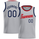 Benutzerdefinierte Authentisch  Basketball Trikot Grau-Rot-Marine