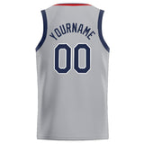 Benutzerdefinierte Authentisch  Basketball Trikot Grau-Rot-Marine