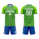 Benutzerdefinierte Fußball Trikots für Männer Frauen Personalisierte Fußball Uniformen für Erwachsene und Kind Grün-Blau