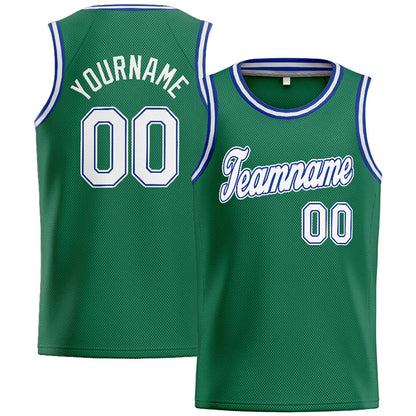 Benutzerdefinierte Authentisch  Basketball Trikot Kelly Grün-Weiß- königlich