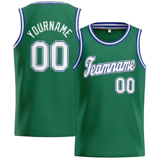 Benutzerdefinierte Authentisch  Basketball Trikot Kelly Grün-Weiß- königlich