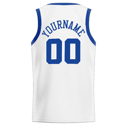 Benutzerdefinierte Authentisch  Basketball Trikot Weiß-Royal-Gelb