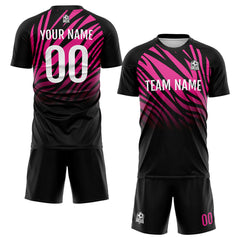 Benutzerdefinierte Fußball Trikots für Männer Frauen Personalisierte Fußball Uniformen für Erwachsene und Kind Schwarz&Hot Rosa