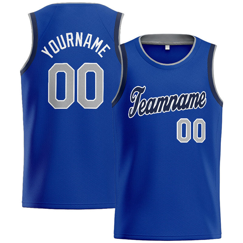 Benutzerdefinierte Authentisch  Basketball Trikot Königlich- Weiß-Marine