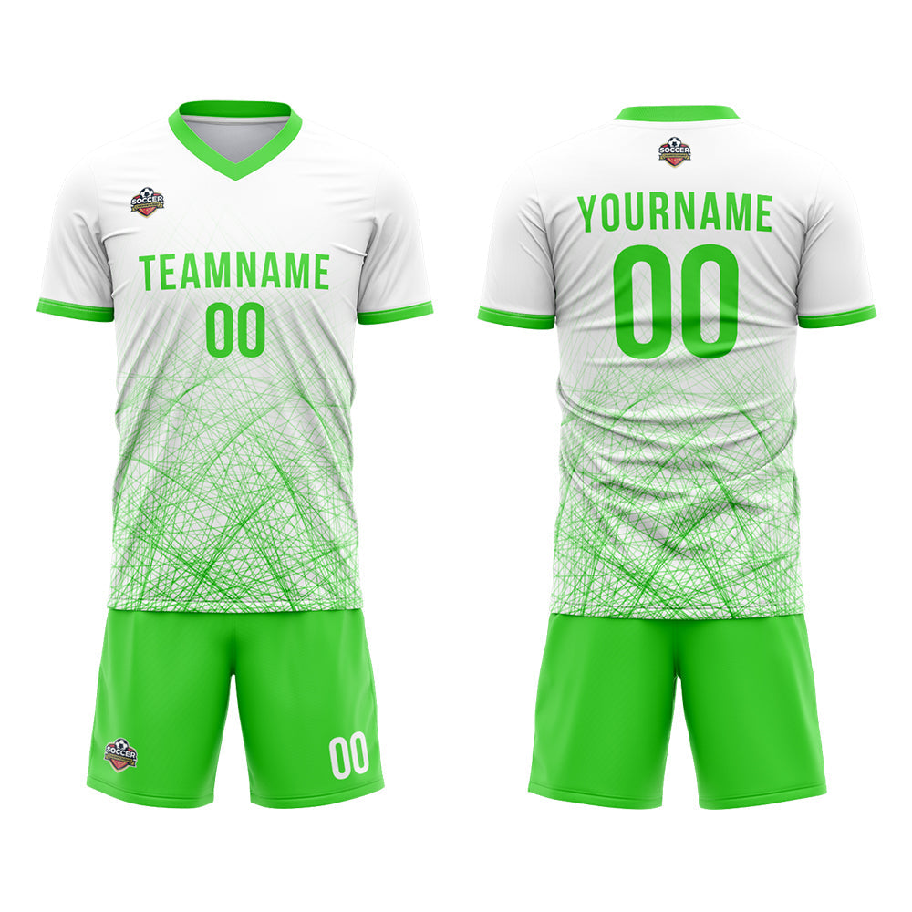 Benutzerdefinierte Fußball Trikots für Männer Frauen Personalisierte Fußball Uniformen für Erwachsene und Kind Weiß-Neon Grün