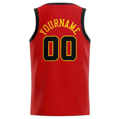 Benutzerdefinierte Authentisch  Basketball Trikot Rot-Schwarz-Gelb
