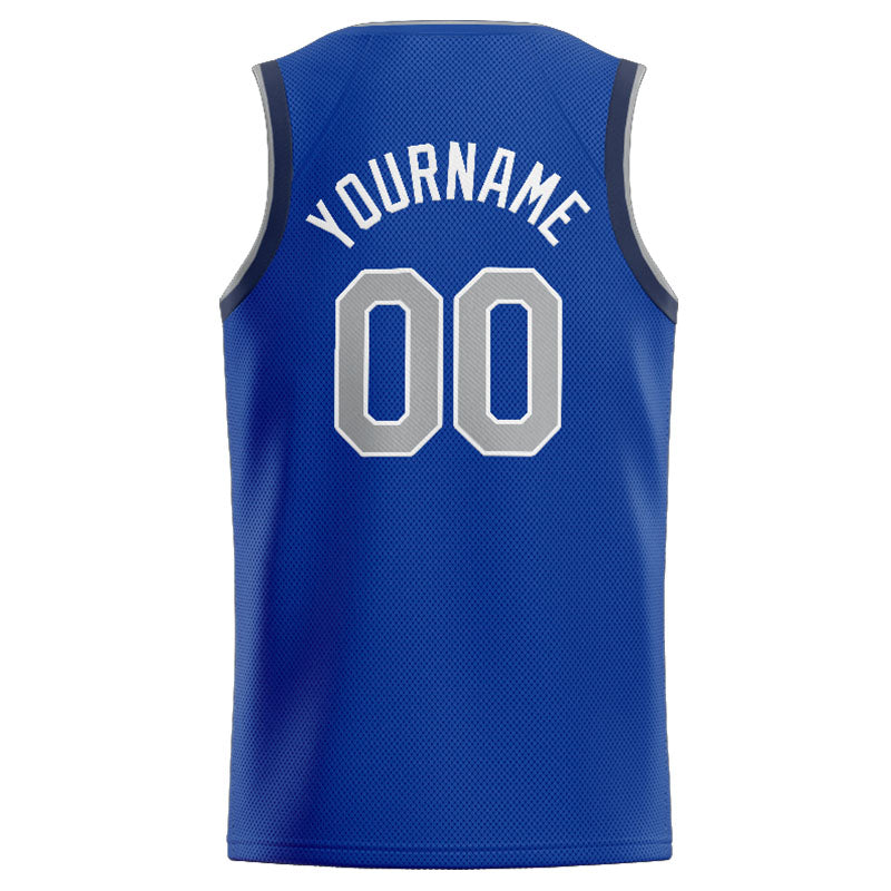 Benutzerdefinierte Authentisch  Basketball Trikot Königlich- Weiß-Marine