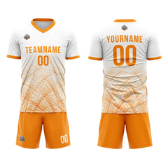 Benutzerdefinierte Fußball Trikots für Männer Frauen Personalisierte Fußball Uniformen für Erwachsene und Kind Weiß-Orange