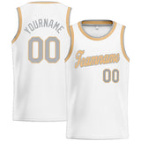 Benutzerdefinierte Authentisch  Basketball Trikot Weiß-Grau-Gold