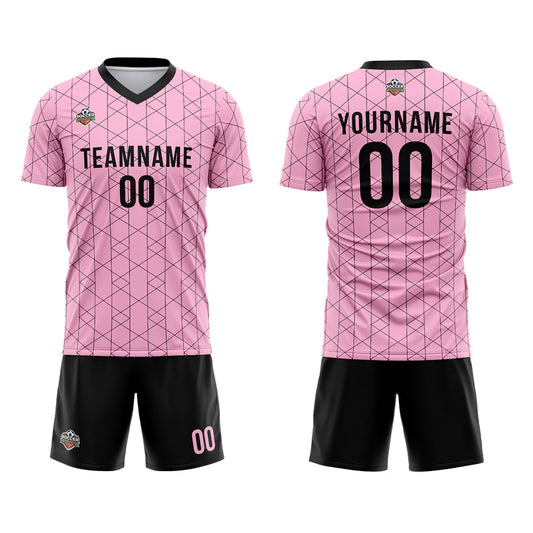 Benutzerdefinierte Fußball Trikots für Männer Frauen Personalisierte Fußball Uniformen für Erwachsene und Kind Rosa-Schwarz