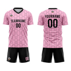 Benutzerdefinierte Fußball Trikots für Männer Frauen Personalisierte Fußball Uniformen für Erwachsene und Kind Rosa-Schwarz