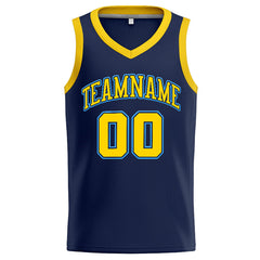 Benutzerdefinierte Authentisch  Basketball Trikot Marine-Gelb-Hellblau