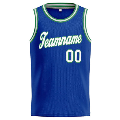 Benutzerdefinierte Authentisch  Basketball Trikot königlich -Weiß-Blaugrün